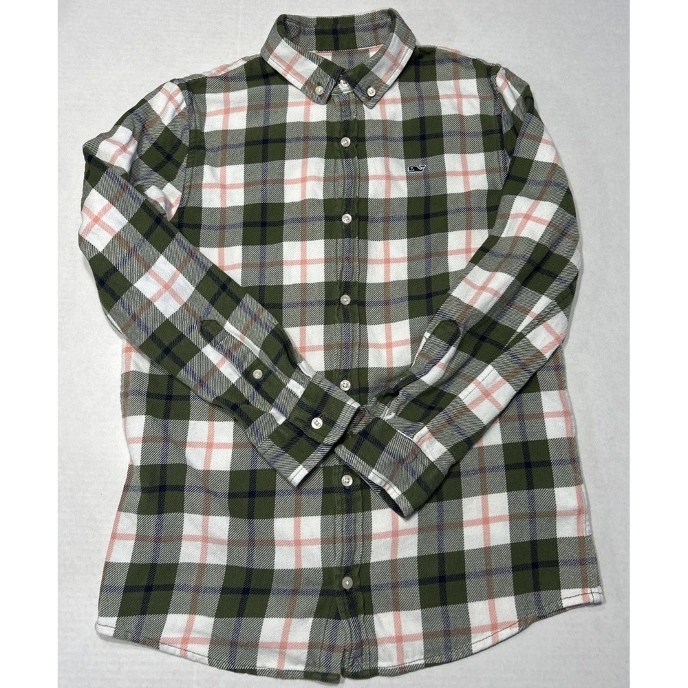 Boys Vineyard Vines Long Sleeve‎ Flannel Shirt Button Front Sz Medium 14 🐳
